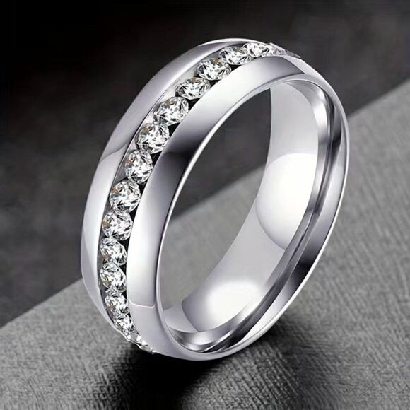 Everyday Wear Wedding Band Replacement with Lots of Bling! #732 - Picture 1 of 9